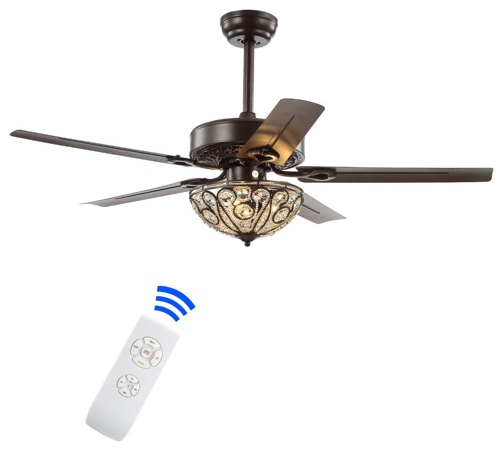 Ali 52 3 Light Wrought Iron Led Ceiling Fan With Remote Oil