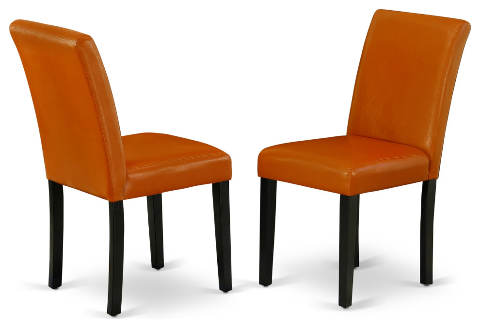 Set of 2 Abbott Parson Chair-Black Leg, Pu Leather Baked Bean