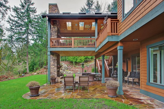 Two Level Covered Deck Rustic Patio Seattle By