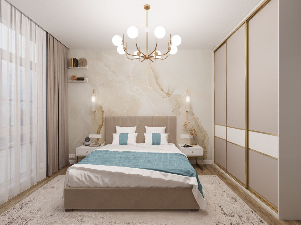 Уютная спальня в бежевых тонах