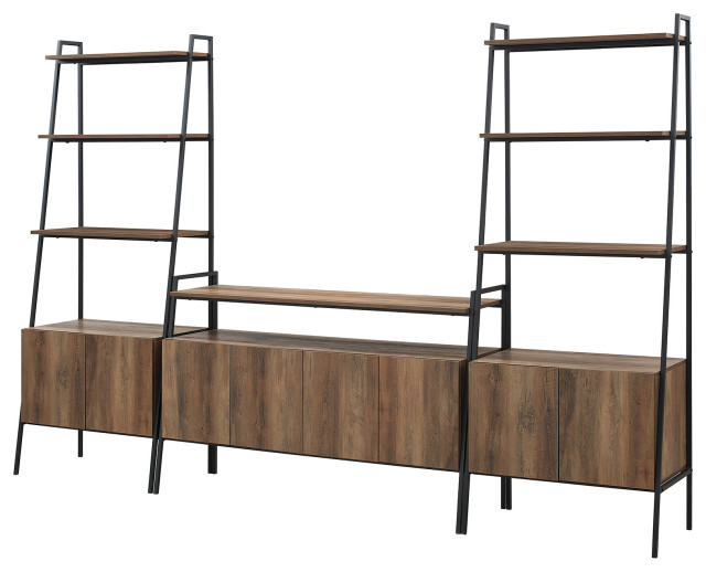 3Piece Ladder Storage Entertainment Wall Industrial Entertainment