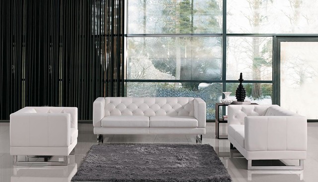 Contemporary, Modern Leather Upholstered Living Room Sofa Sets
