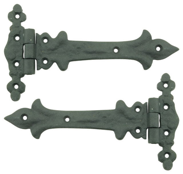 Black Wrought Iron Door Strap Hinge Rust Resistant Flush Mount Pack of