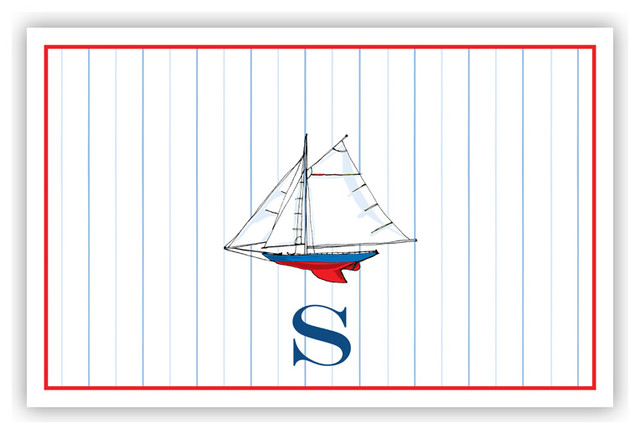 Laminated Placemat Sailboat Single Initial, Letter S