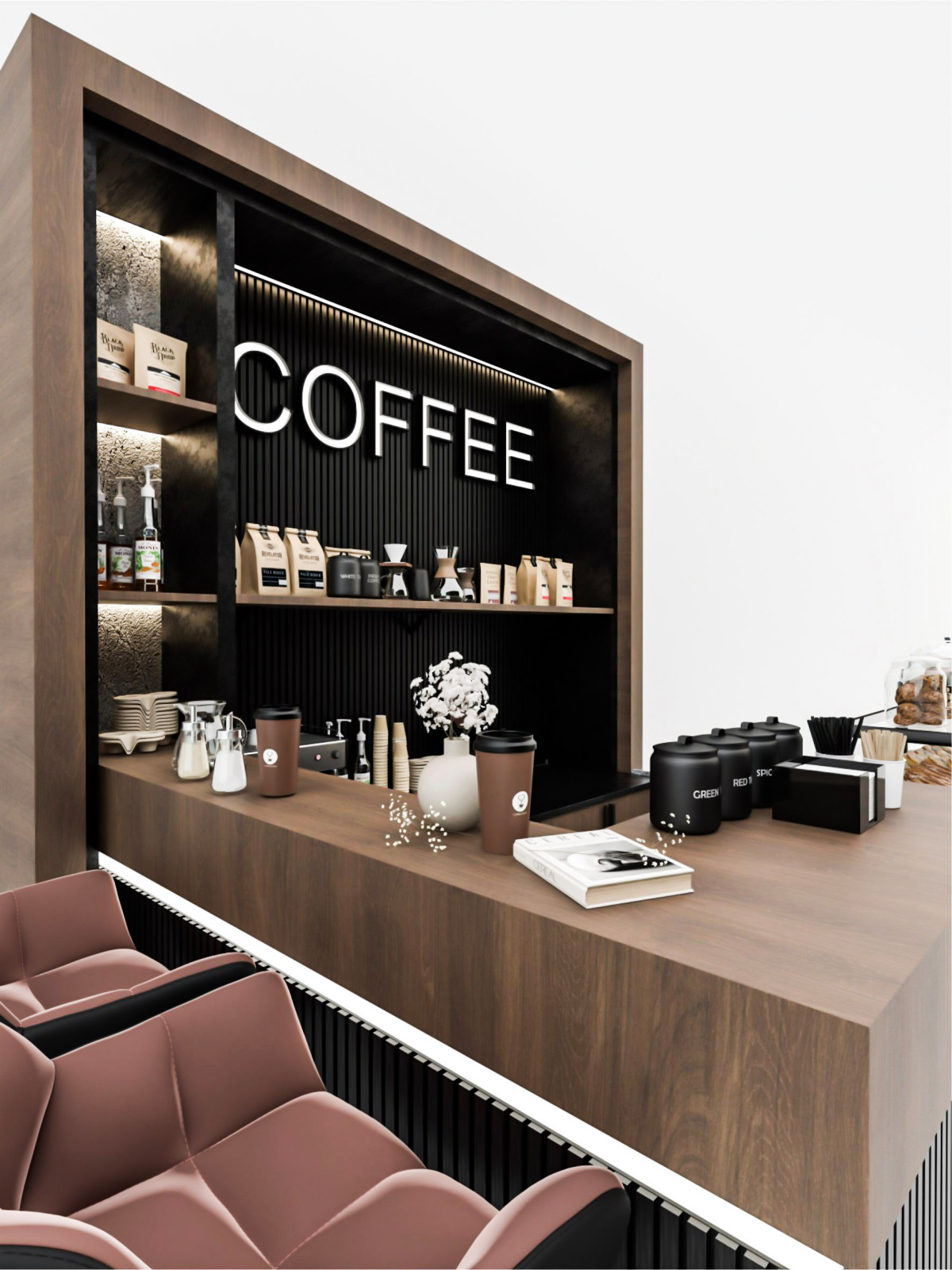 Дизайн торгового островка кофе
