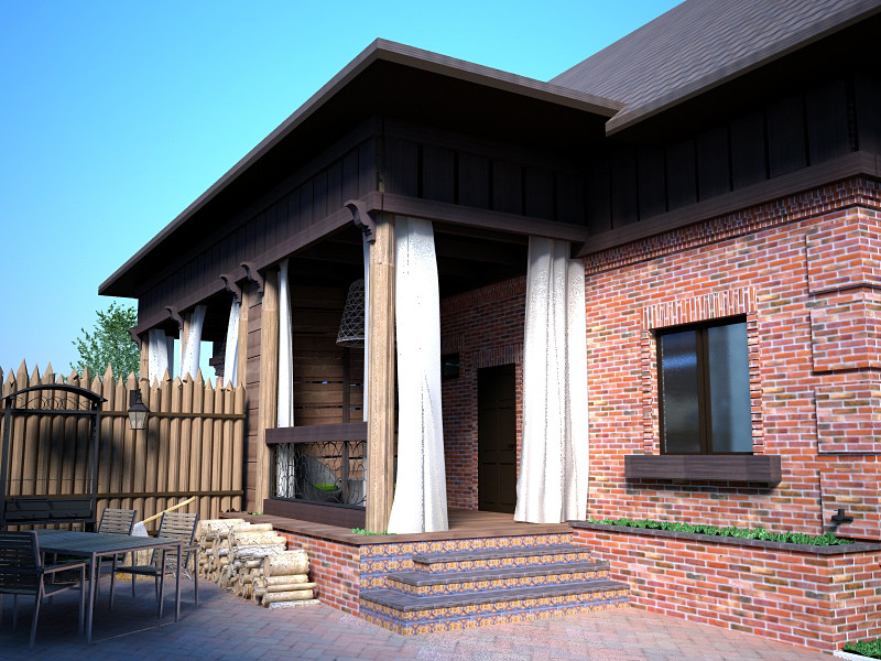 Дерево и кирпич: природный дизайн