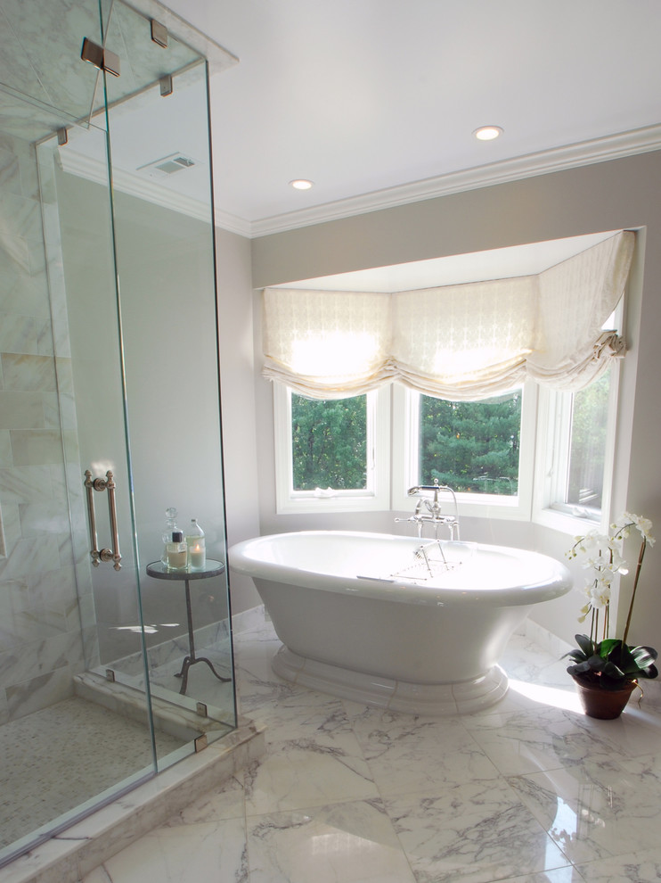 Design ideas for a traditional bathroom in Baltimore with a freestanding tub.