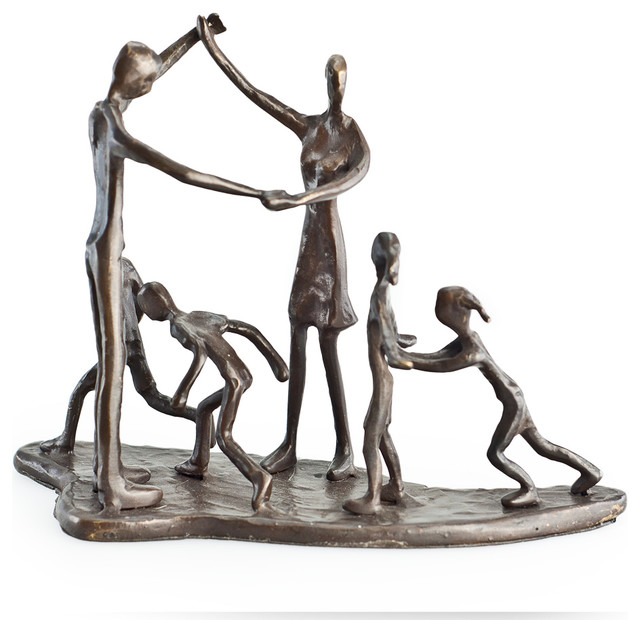 Children And Pas At Play Bronze Sculpture Contemporary Children And Pas At Play Bronze Sculpture