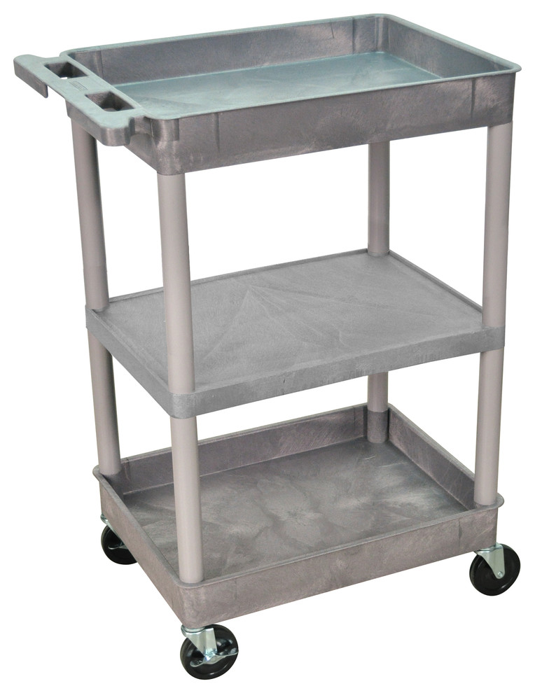 Luxor 3-Shelf Gray Tub Cart