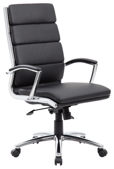 Elegant Office Chair, Chrome Plated Frame & Unique Channeled High Back ...