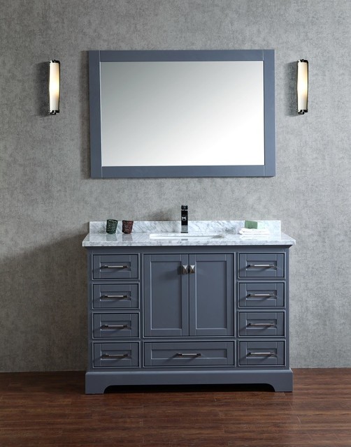 Newport Gray Single Sink Bathroom Vanity With Mirror, 48 ...