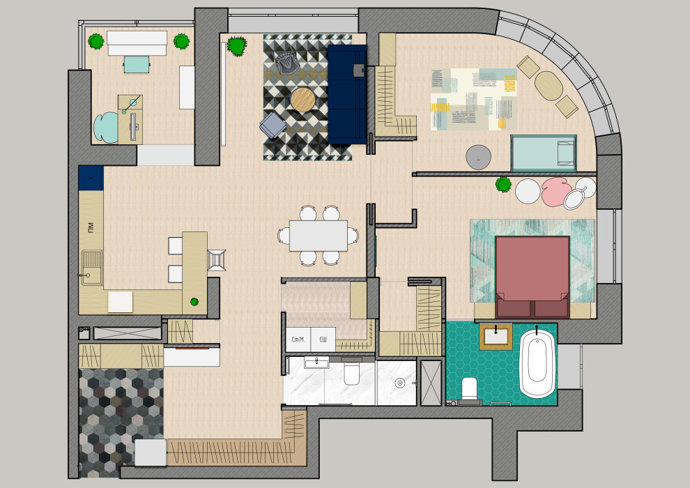 Проект 3-комнатной квартиры в скандинавском стиле
