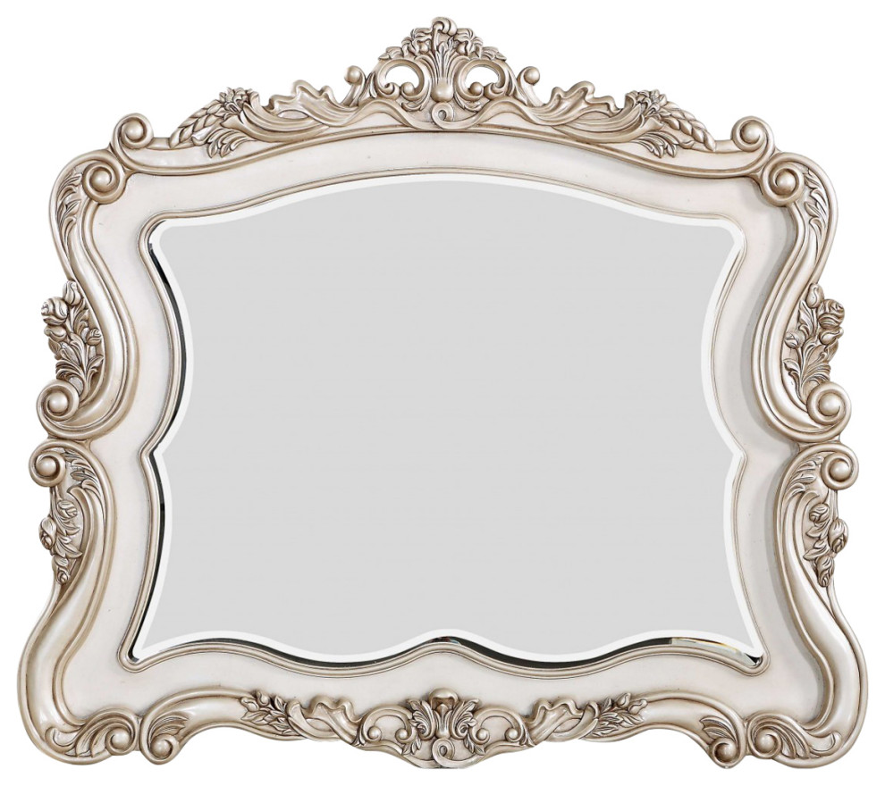 2"x50"x44" Antique White Wood Mirror Victorian Wall Mirrors by