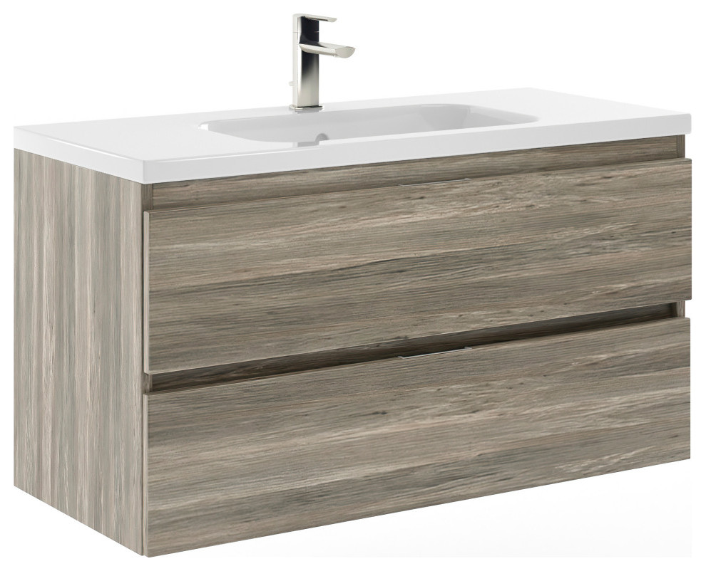 Seattle Bathroom Vanity With Ceramic Sink, 40" Contemporary
