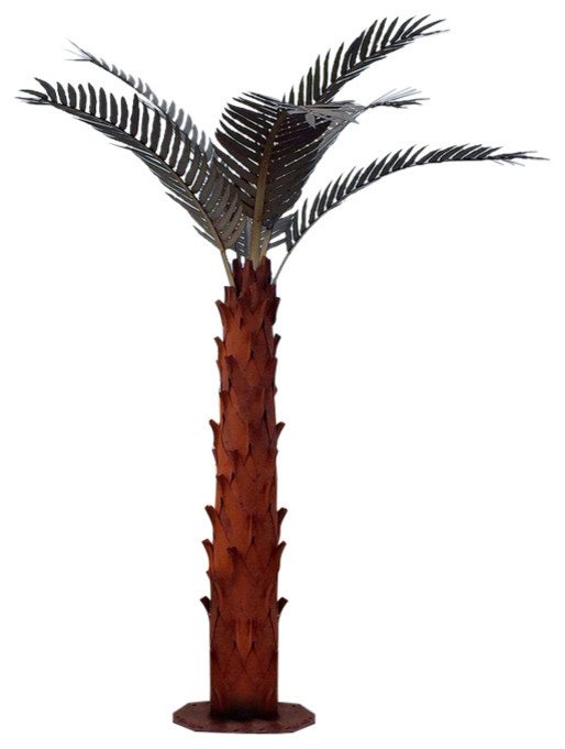 Desert Steel Palm Tree With Stalk - Southwestern - Garden Statues And