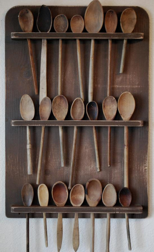 Primitive Antique-style Wooden Spoon Rack by Red Rooster Bed and Breakfast