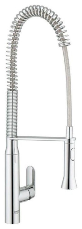 K7 Semi-Pro Single-Handle Pull-Out Sprayer Kitchen Faucet in Starlight Chrome