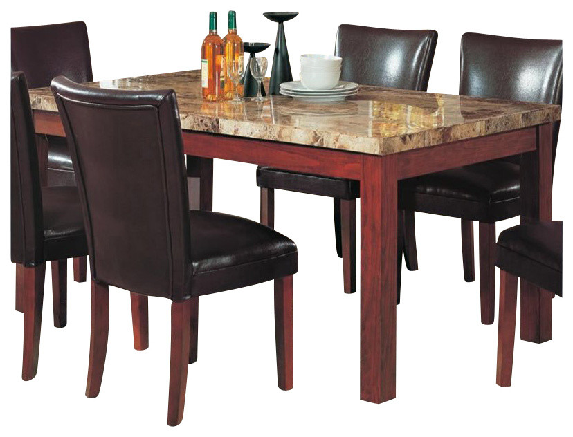 Coaster Telegraph Rectangular Marble Top Dining Table in Medium Brown