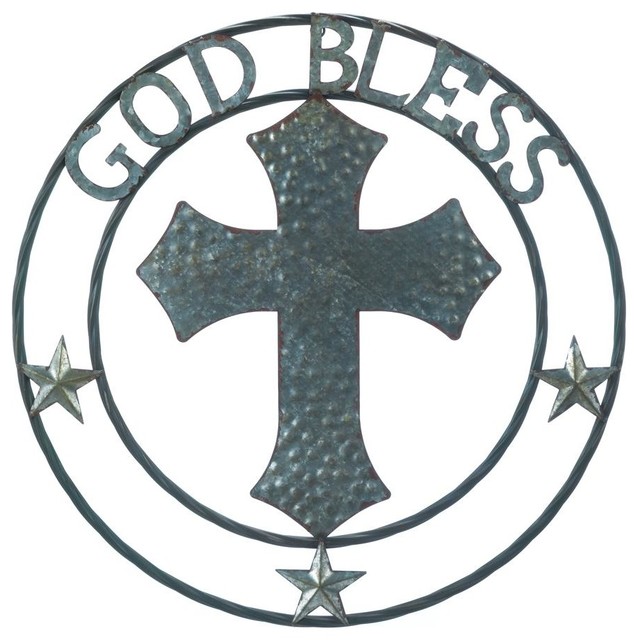 Galvanized Metal Cross Wall Decor Farmhouse Metal Wall Art