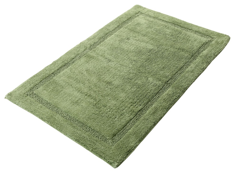 Bath Rug Cotton Solid Color Regency Pattern, Sage Green, 50"x30"