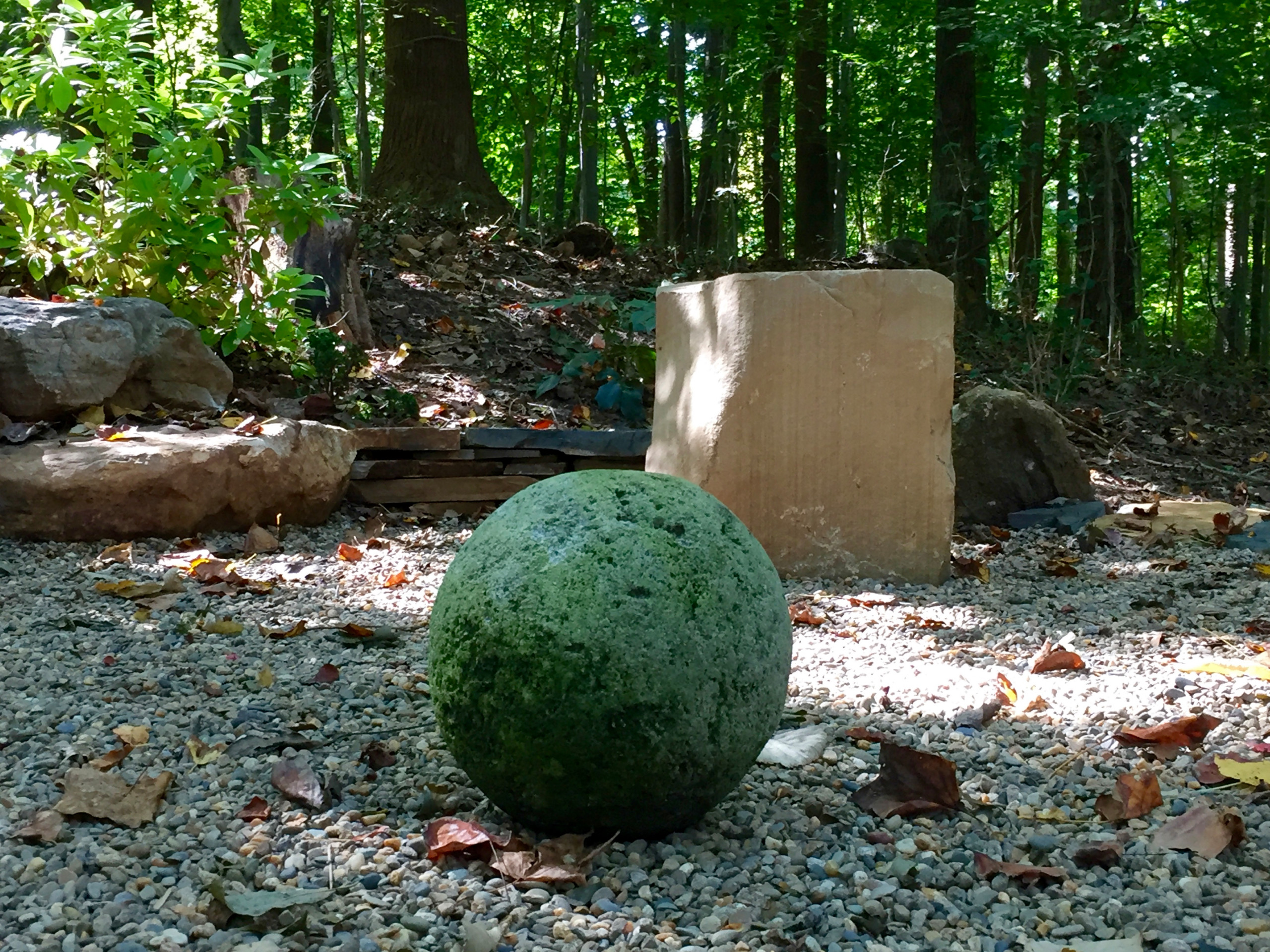 Stone sphere and seating stone