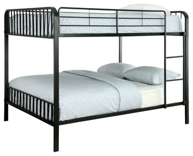 Furniture of America Ciera Metal Full over Full Slatted Bunk Bed in Black