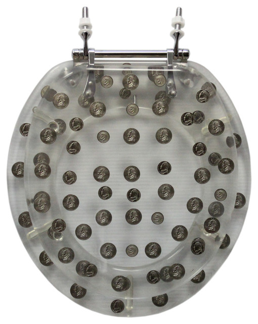Trimmer Decorative Toilet Seat With Replica Coins, Standard Round