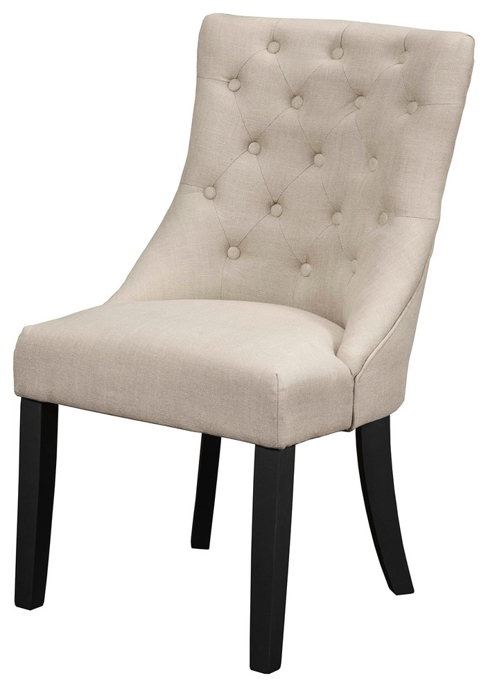 Upholstered Side Chair in Cream Linen Finish - Set of 2