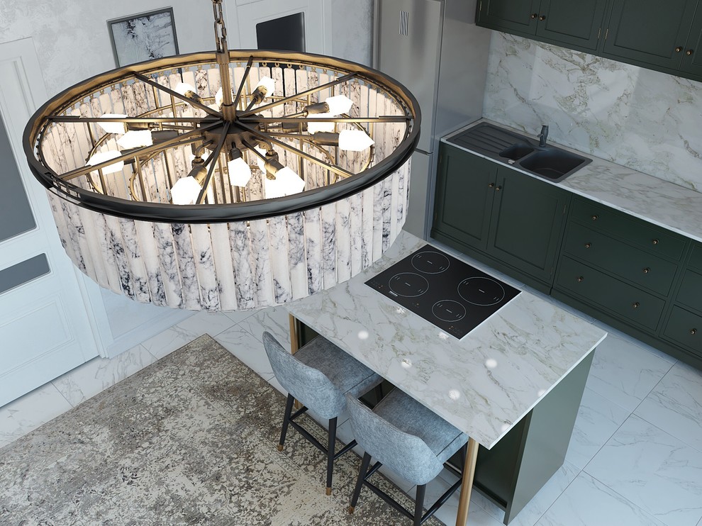 Кухня студия в загородном доме