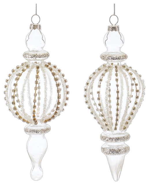 Jeweled Glass Finial Drop Ornament, 6Piece Set Christmas Ornaments by Melrose International