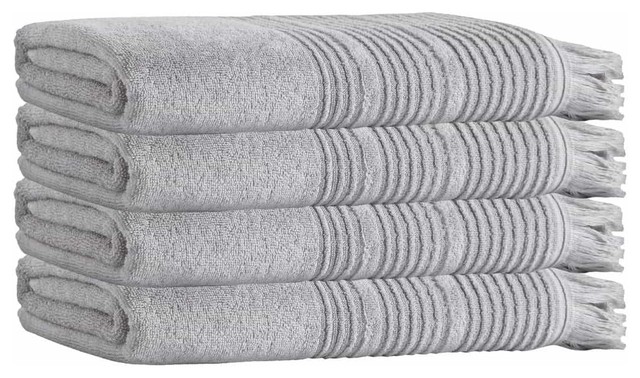 Ellen Bath Towels, Set of 4, Silver