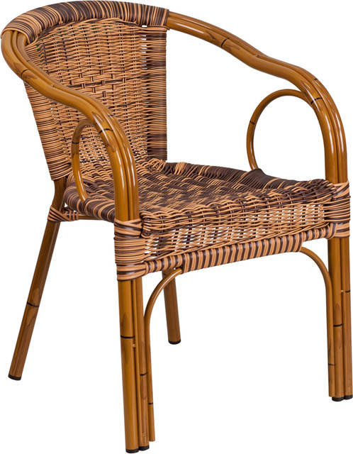 Cadiz Series Rattan Restaurant Patio Chair With Bamboo Aluminum