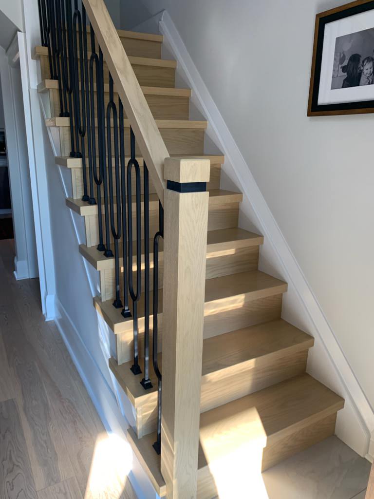Modern Red Oak Staircase and Railing in East York Toronto