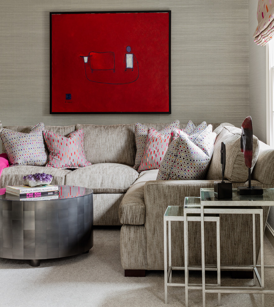 Example of a transitional home design design in Boston