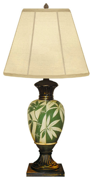 Bamboo Leaf Vase Hand Painted Lamp, 28"
