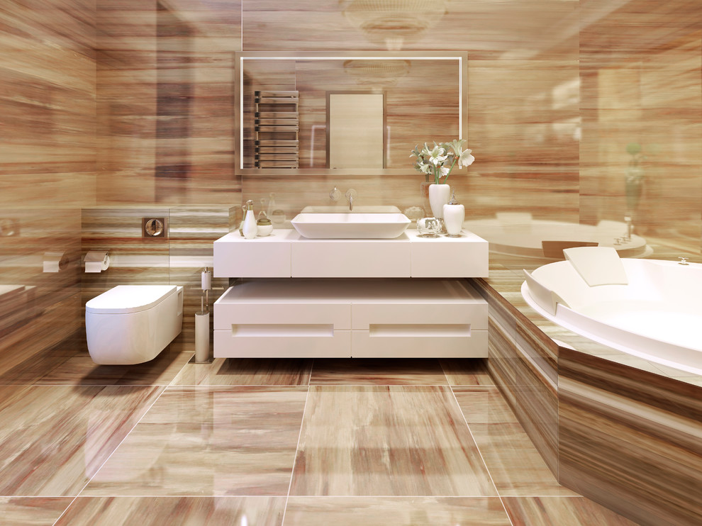 ラスベガスにあるシャビーシック調のおしゃれな浴室の写真