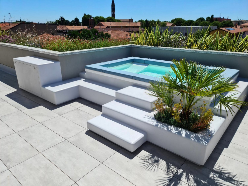 Ejemplo de terraza minimalista pequeña en azotea