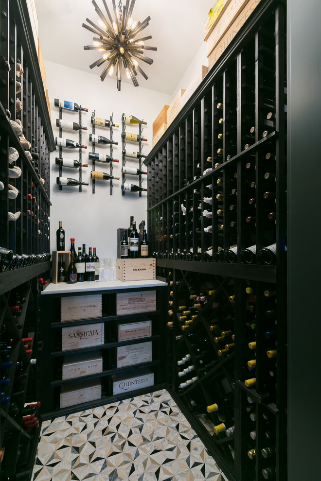 This is an example of a modern wine cellar in Charleston.