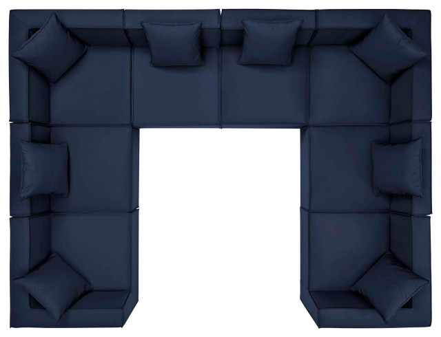 Saybrook Outdoor Patio Upholstered 8-Piece Sectional Sofa, Navy