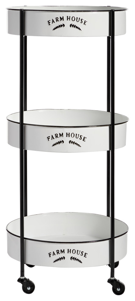 Farmhouse White Metal Storage Cart 46440