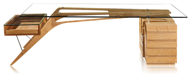 Midcentury Modern 1949 Protractor Wood And Gl Desk Midcentury Modern 1949 Protractor Wood And Gl Desk Natural Ash