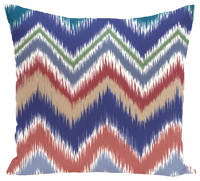 Ikat Arina Chevron Stripes Print Pillow Suede Contemporary