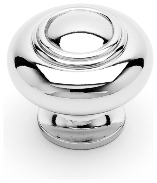 RK International, Small Double Ringed Knob 1 1/4", Polished Nickel