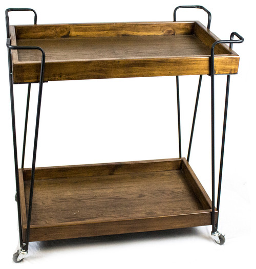 Bar Cart, Metal and Wood, Black