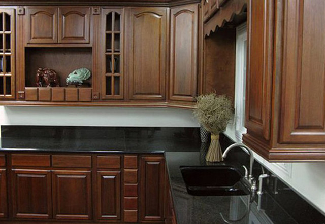 Cherry Walnut Kitchen Cabinets Home Design Traditional