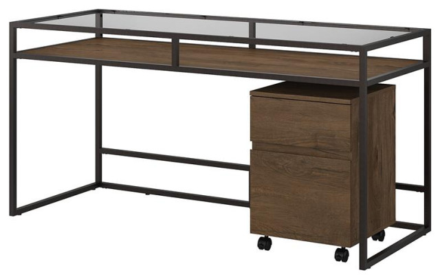 Anthropology 60W Writing Desk with Drawers in Rustic Brown - Engineered Wood