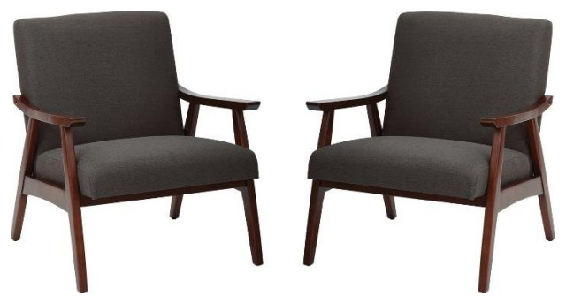 Home Square 2 Piece Fabric Chair Set in Charcoal Gray
