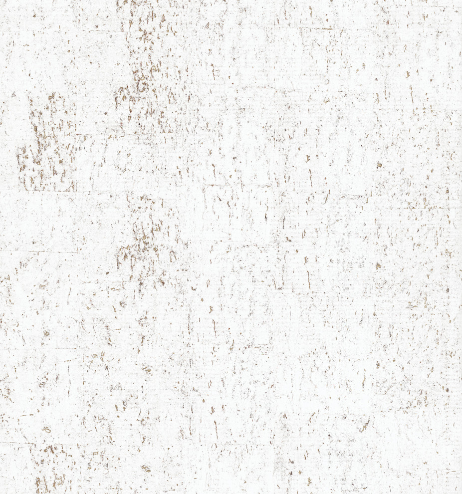 Bright White & Gold Cork Wallpaper Wallpaper by York Wallcoverings