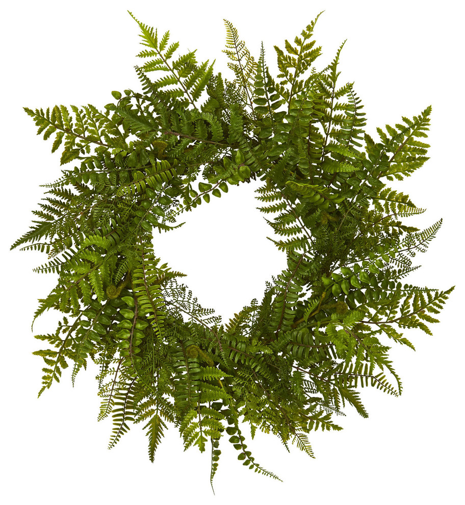 24" Mixed Fern Wreath