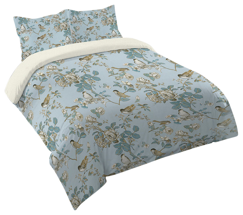 Toile Birds King Comforter, King Contemporary Comforters And Comforter Sets by Laural Home